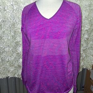 Vibrant Pink Long Sleeve V-Neck Top
